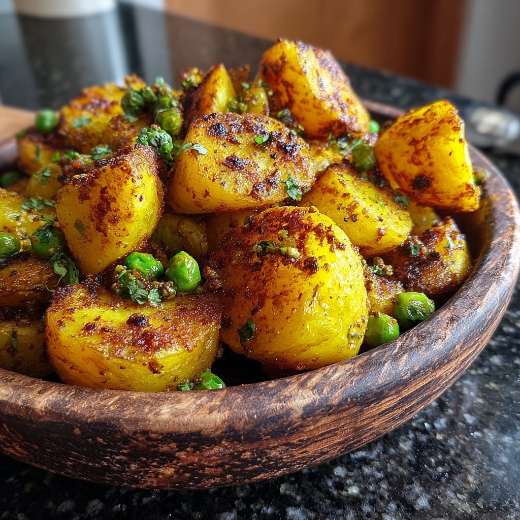 Airfryer Curry Potatoes with Peas