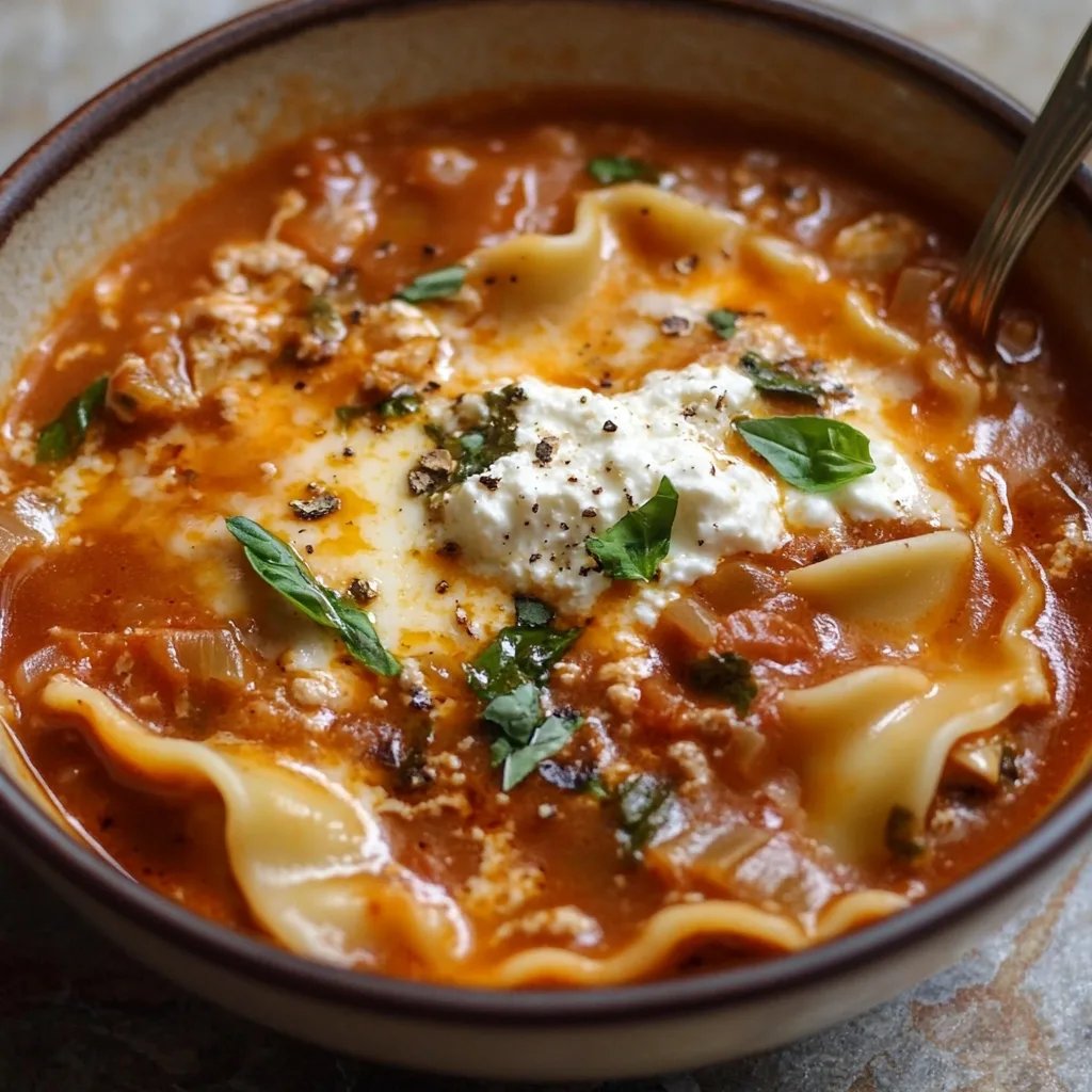 Cozy, One-Pot Lasagna Soup with Ricotta Cheese