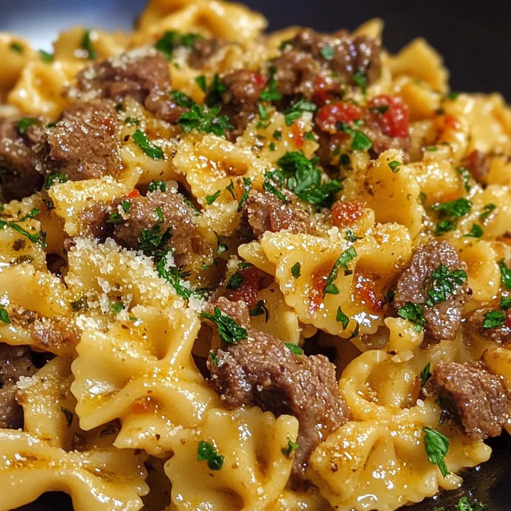Garlic Butter Bowtie Pasta with Beef Perfection: The Amazing Ultimate Recipe