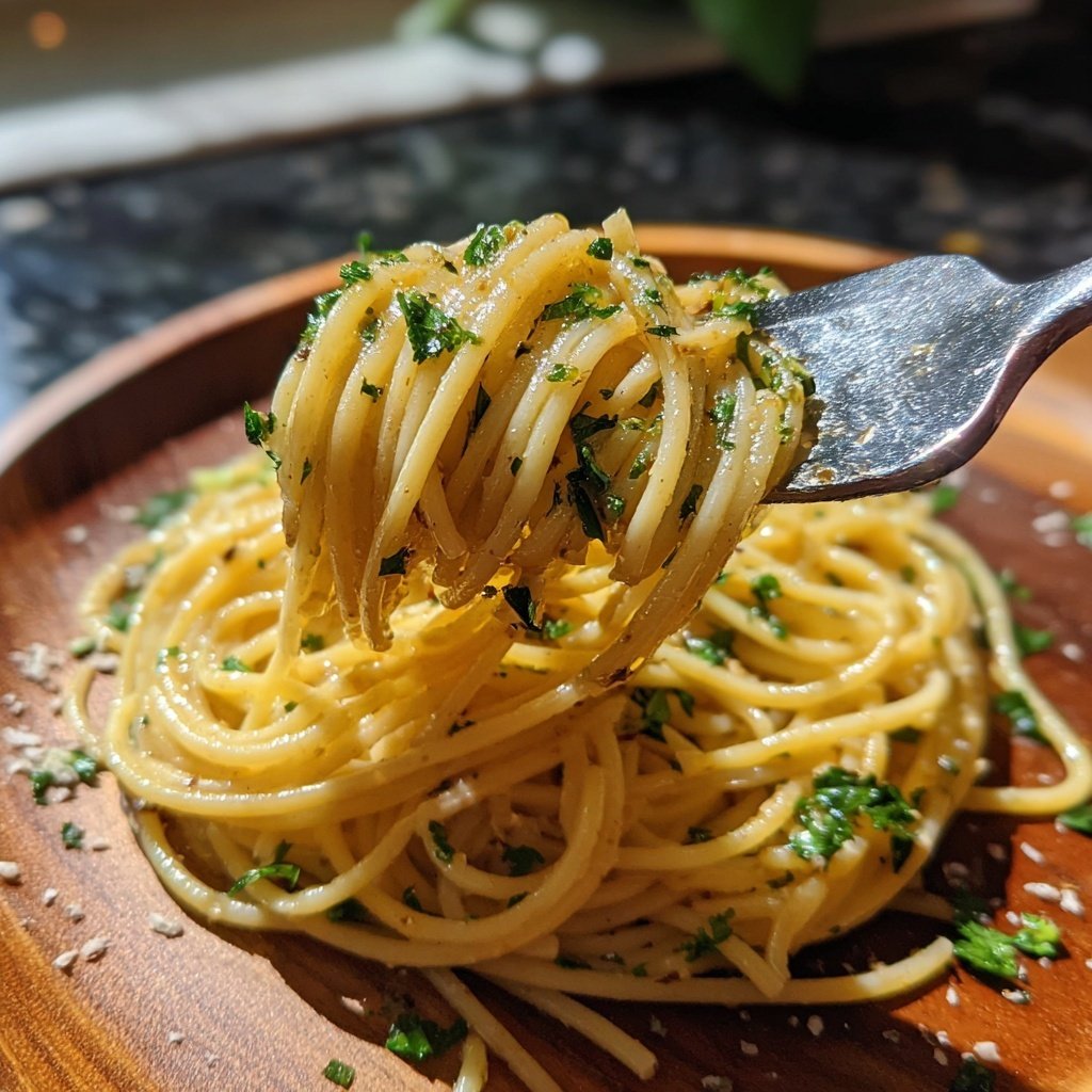 Spaghetti Aglio e Olio with Turkey