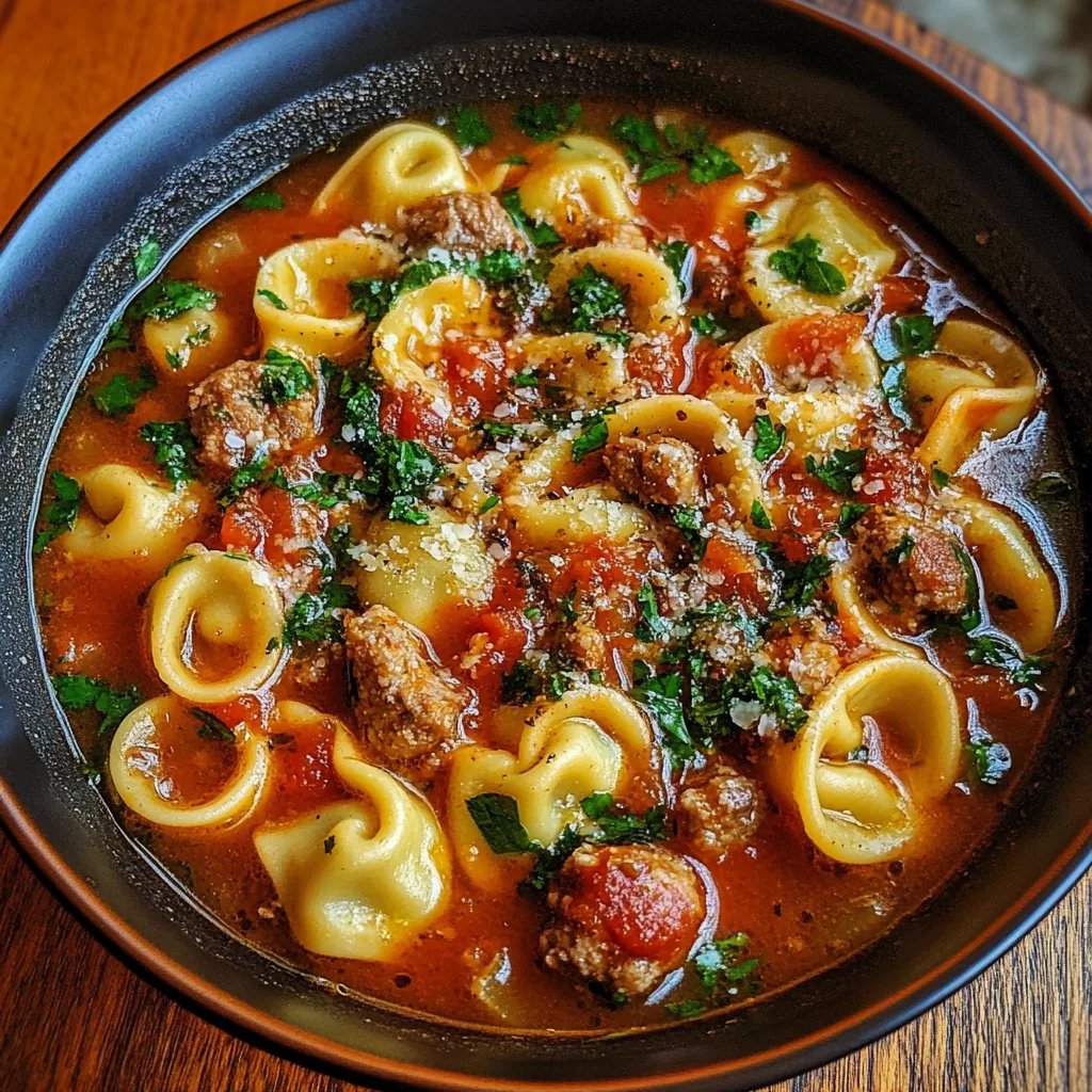 Spicy Sausage & Tortellini Soup