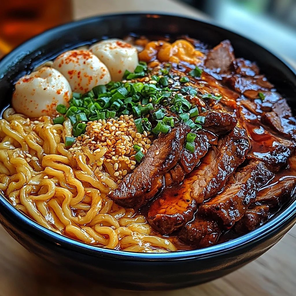 Spicy Korean Ramen with Grilled Beef & Creamy Sauce: An Incredible 7-Ingredient Recipe