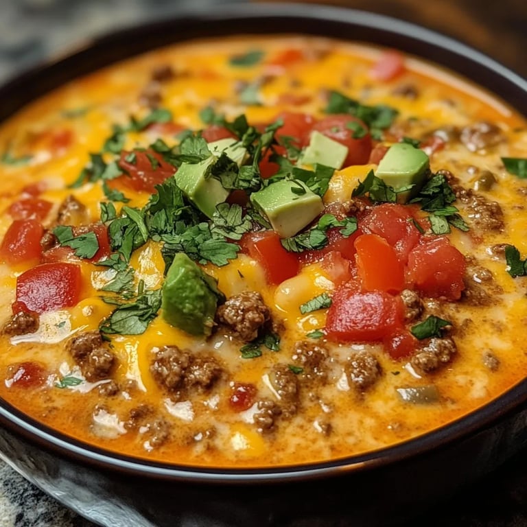 Creamy Cheesy Ground Beef Taco Soup