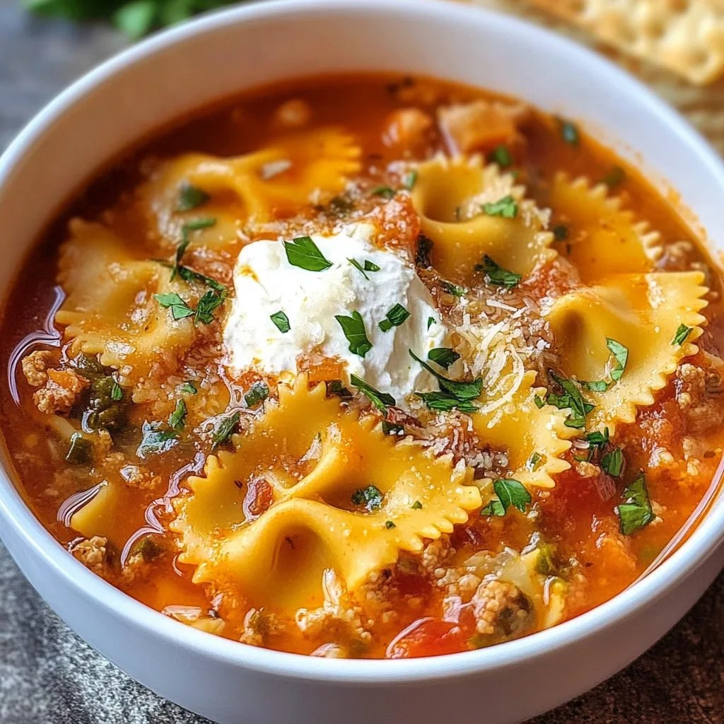 Homemade Lasagna Soup With Bow Tie Pasta