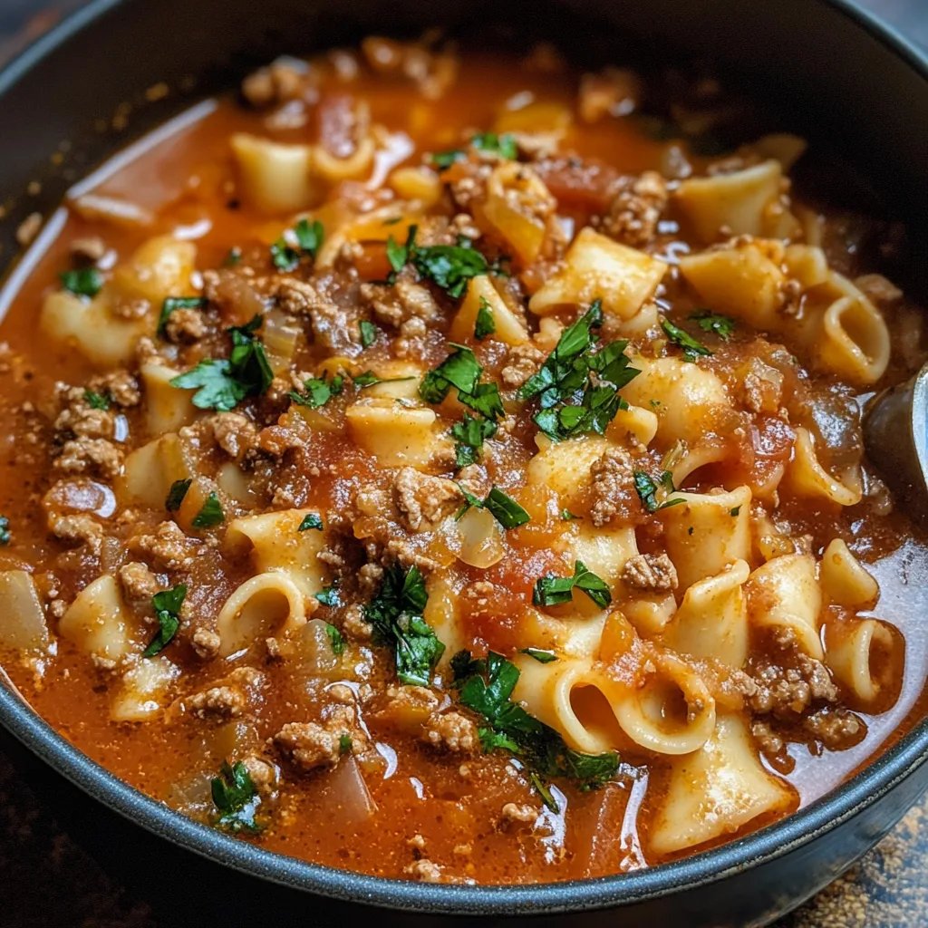 One Pot Spicy Lasagna Soup