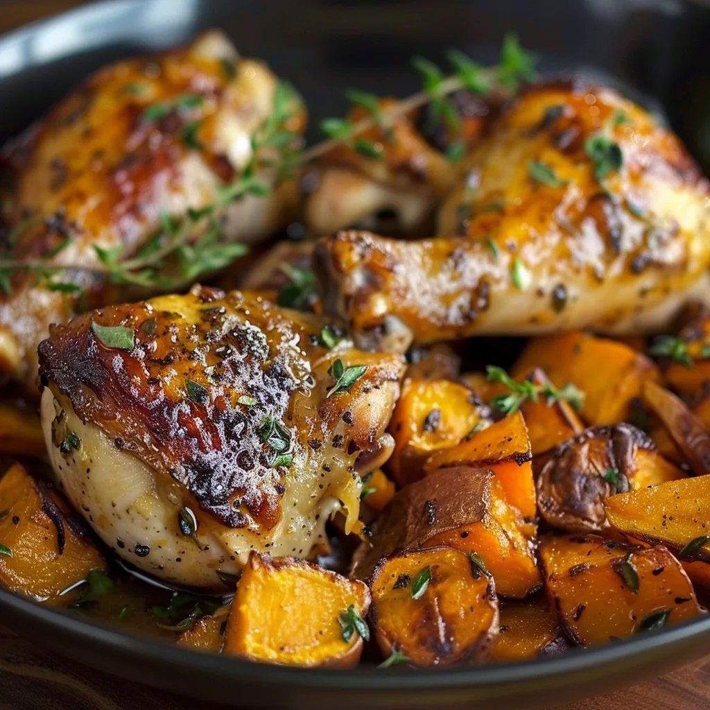Maple Glazed Chicken with Roasted Sweet Potatoes