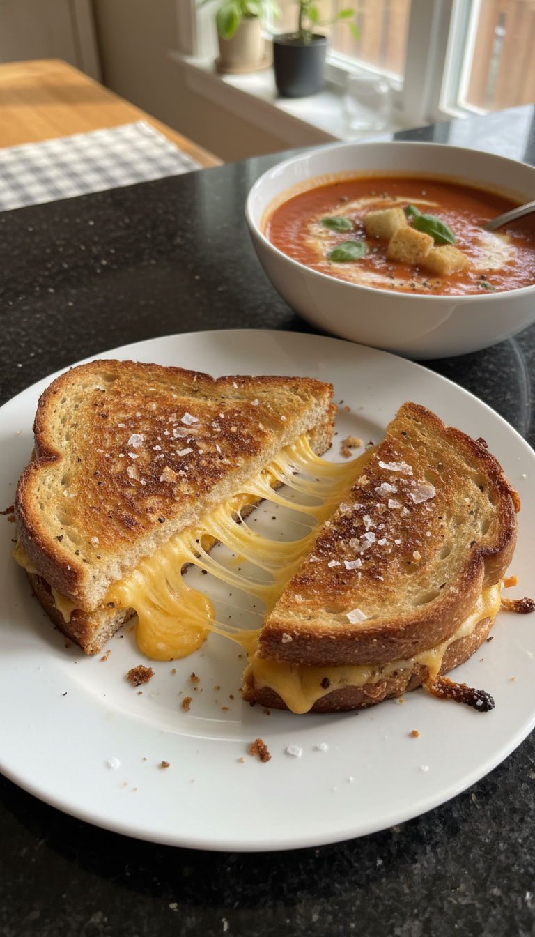 Easy Grilled Cheese and Tomato Soup