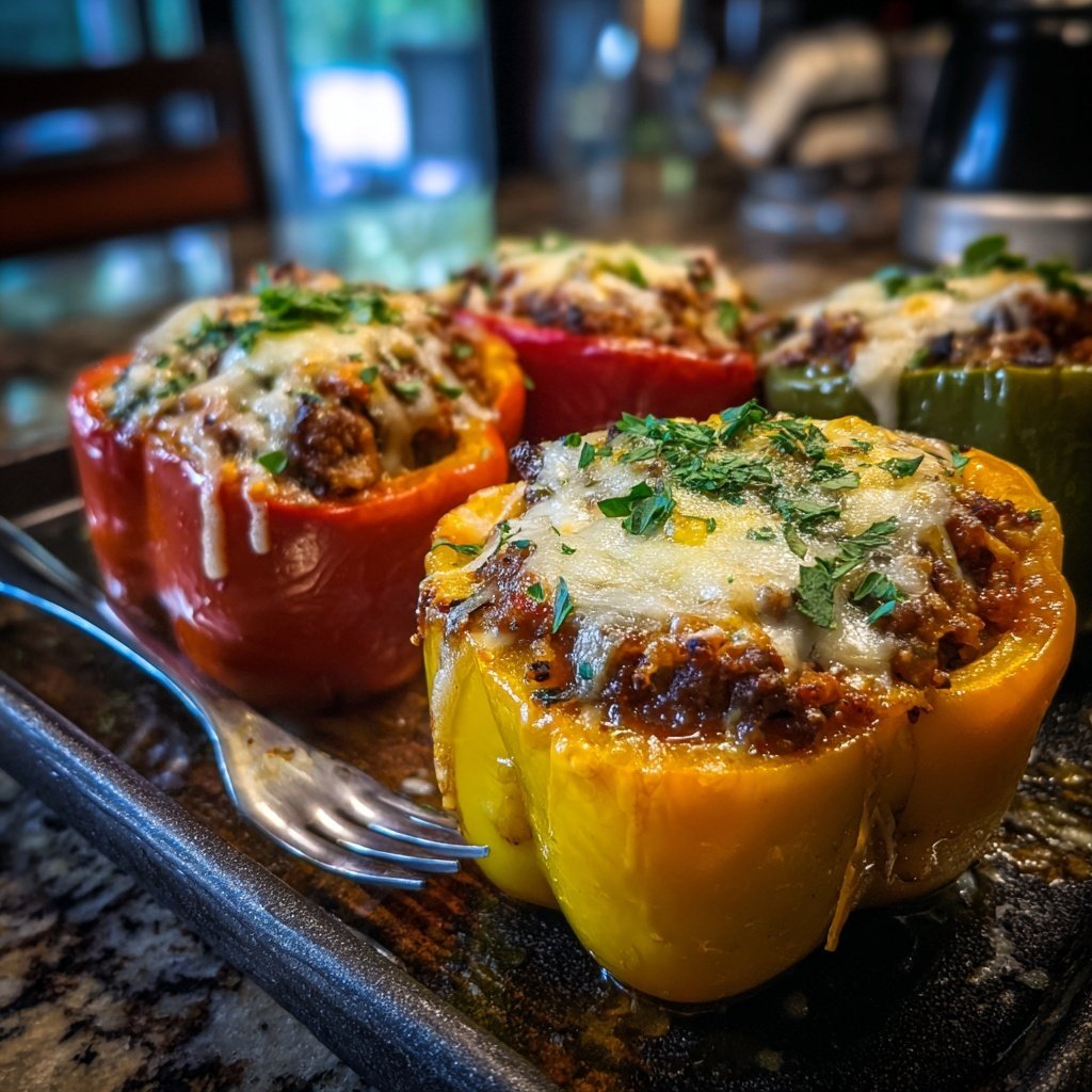 Beefy Mushroom Stuffed Peppers