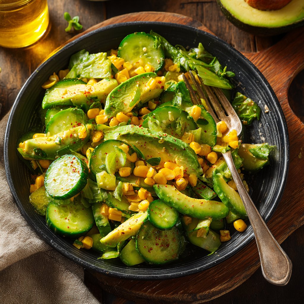 Cucumber and Corn Salad with Avocado
