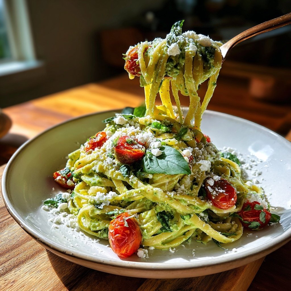 Creamy Avocado Spring Pasta