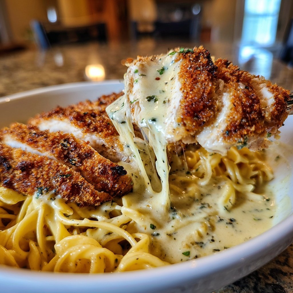 Crispy Chicken with Creamy Pasta