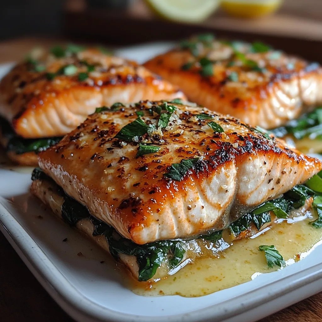 Blackened Salmon Stuffed w/ Spinach & Parmesan: An Amazing Ultimate Recipe