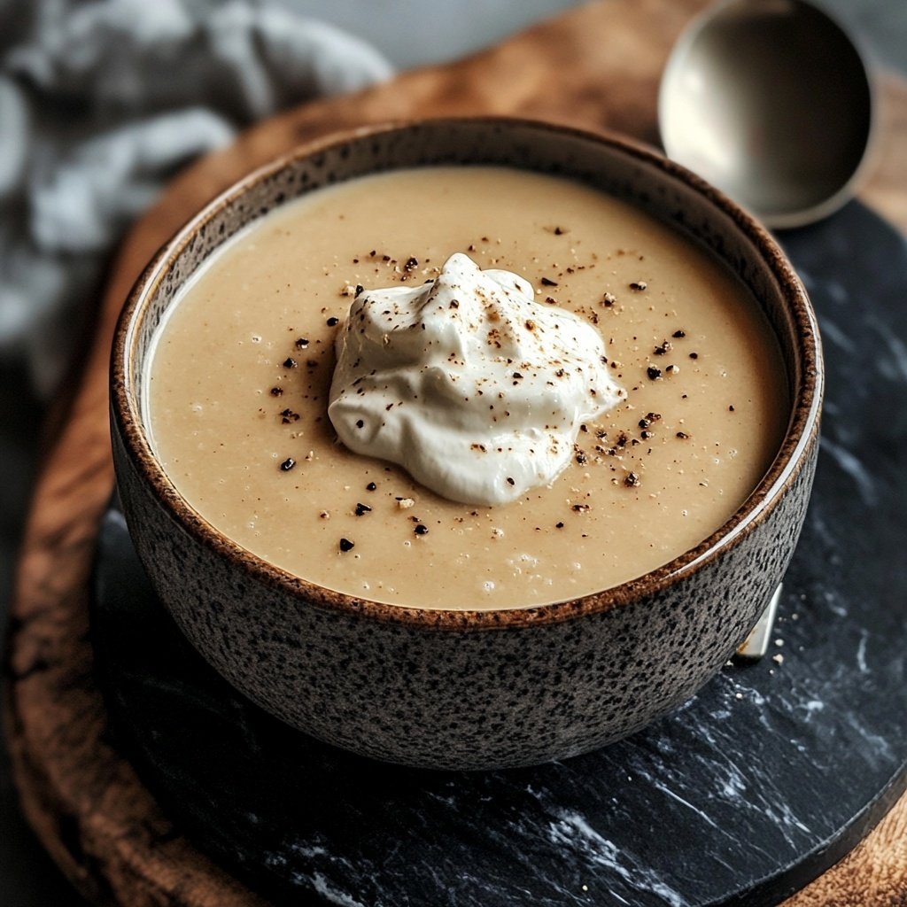 Chestnut Cream Soup with Whipped Cream Topping