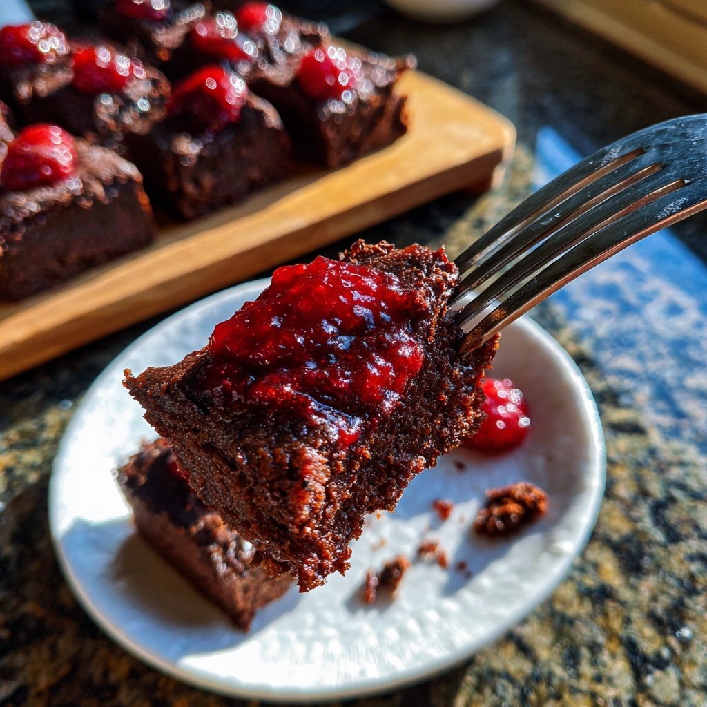 Sourdough Discard Brownies with Raspberry Jam