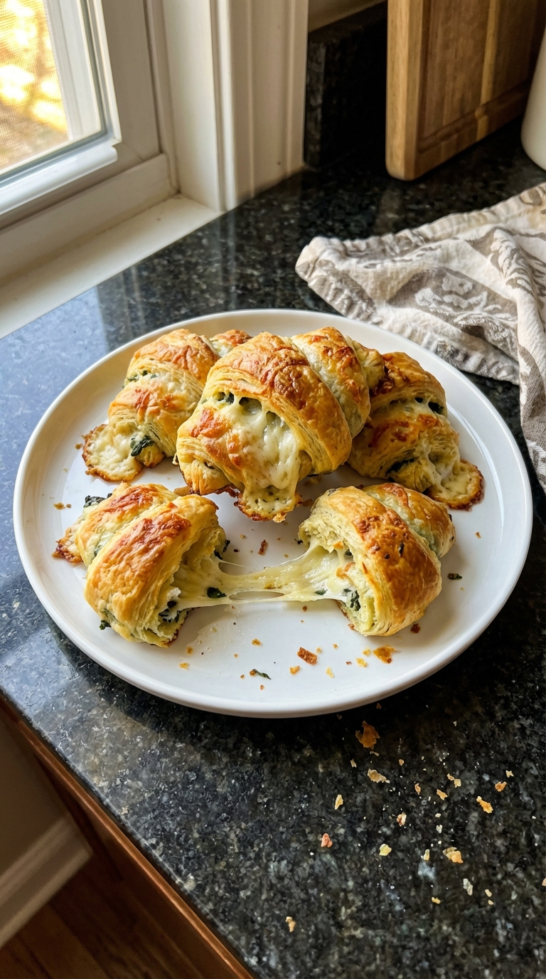 Cheesy Spinach Croissant Rolls