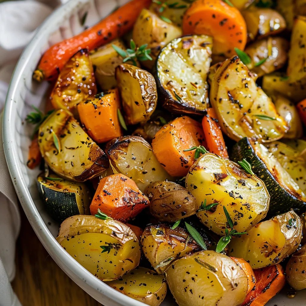 Garlic Herb Roasted Potatoes Carrots and Zucchini