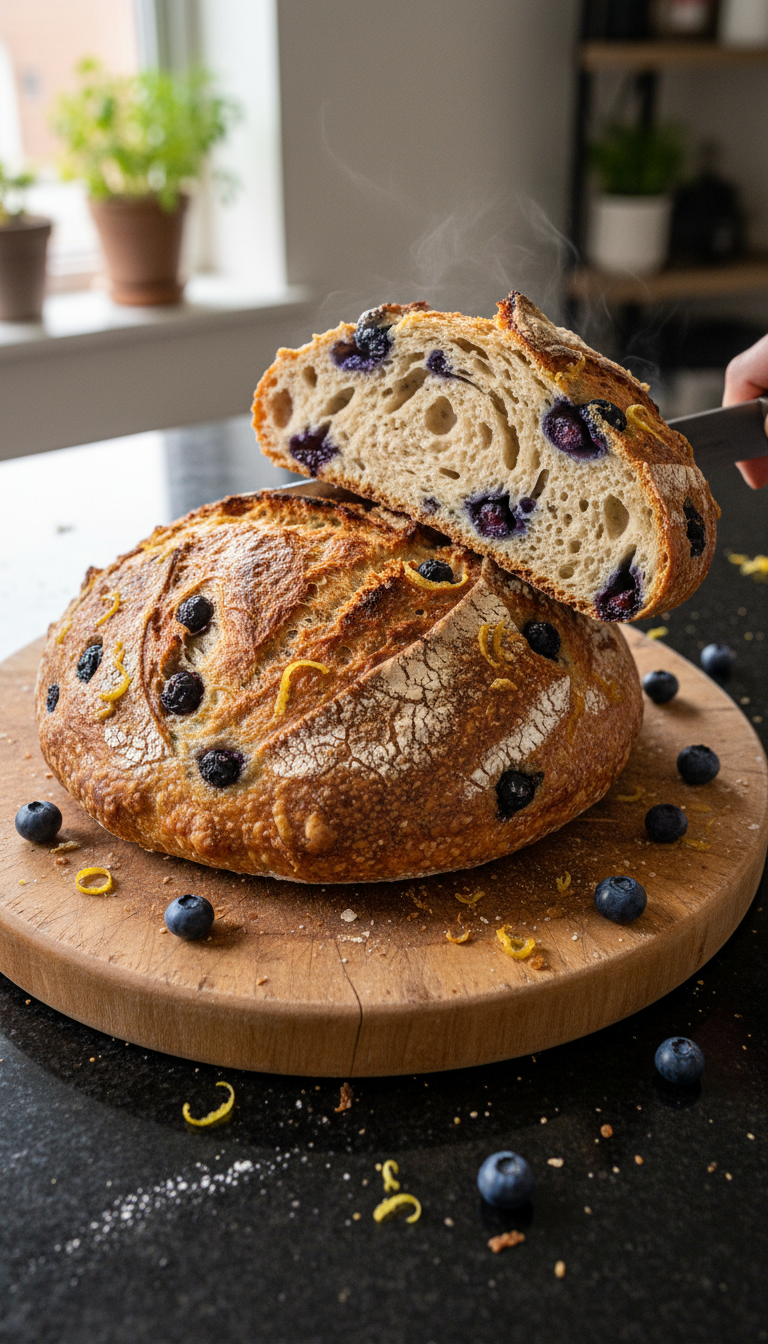 Warm Blueberry Lemon Sourdough