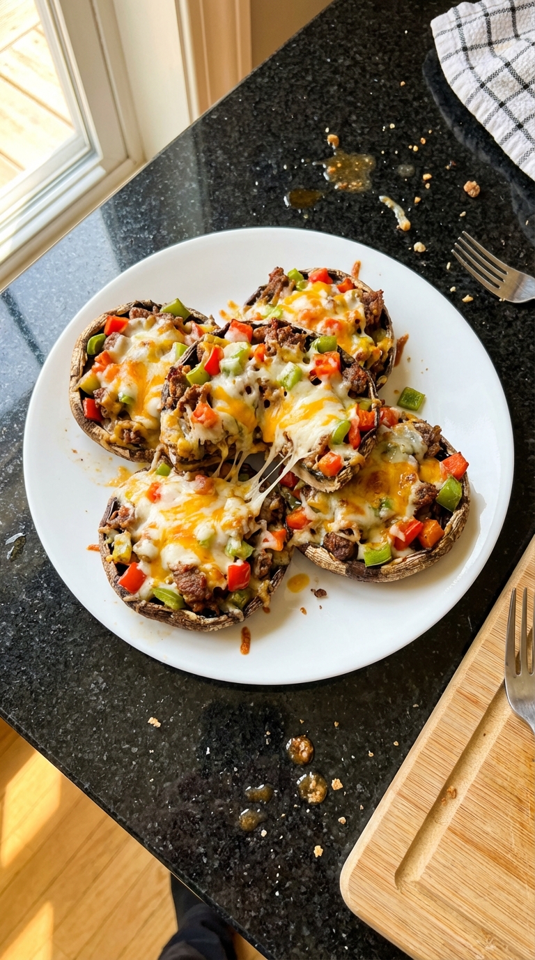 Ground Beef Stuffed Portobello Caps