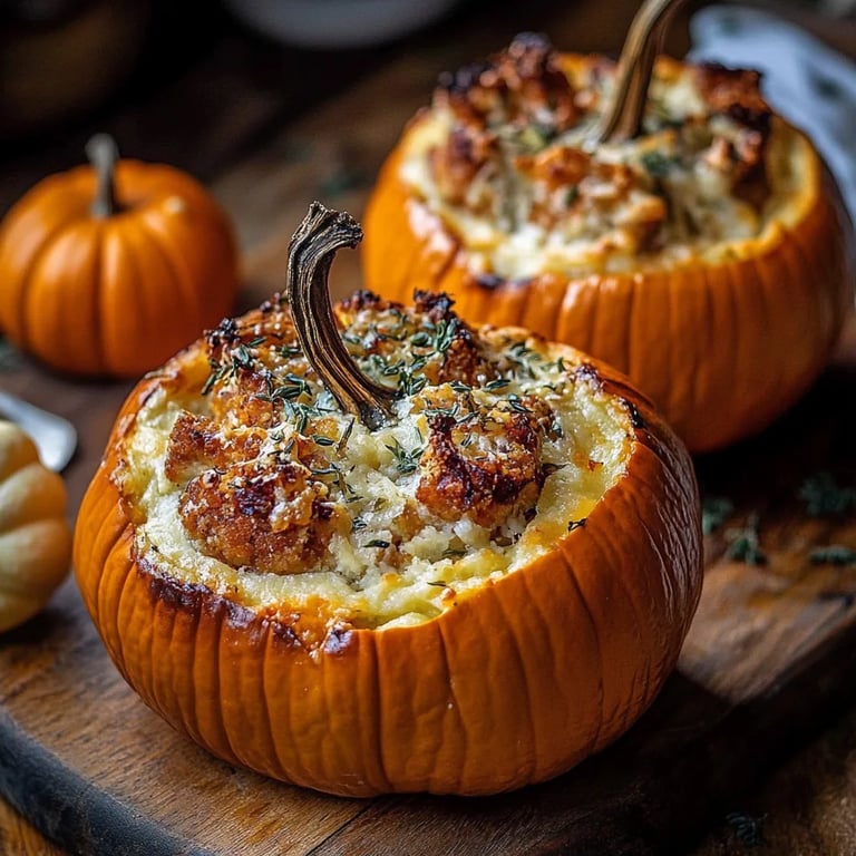 Turkey Sage Stuffed Pumpkins