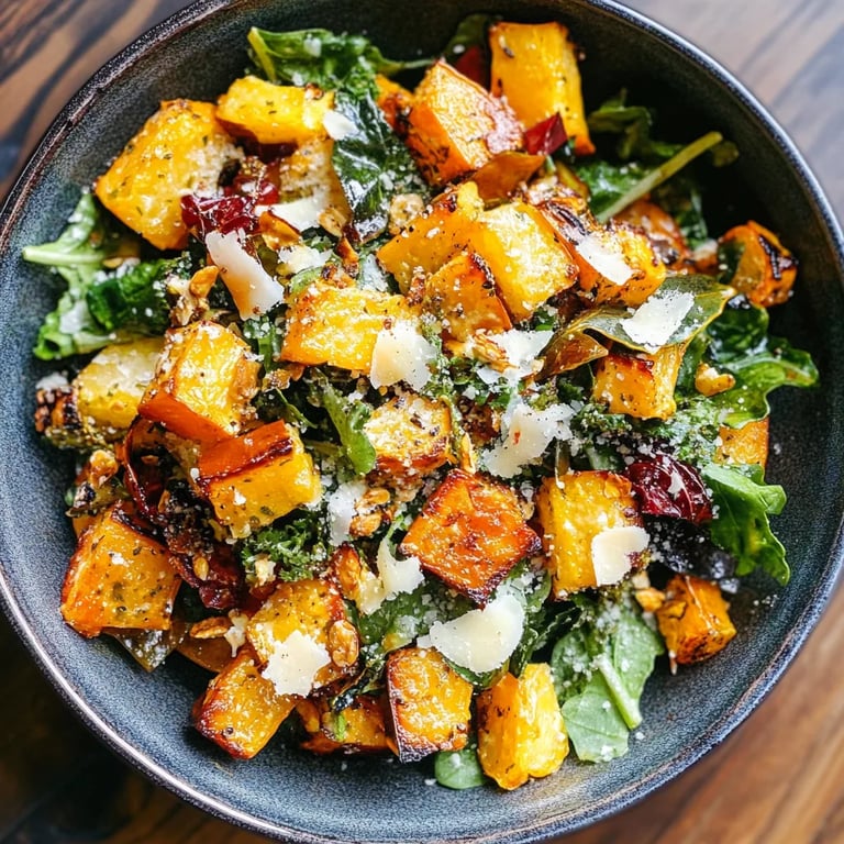 Autumn Caesar Salad w/ Roasted Delicata Squash Croutons