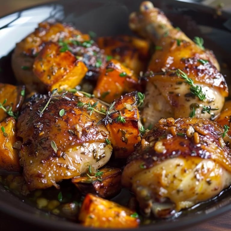 Maple Glazed Chicken with Roasted Sweet Potatoes