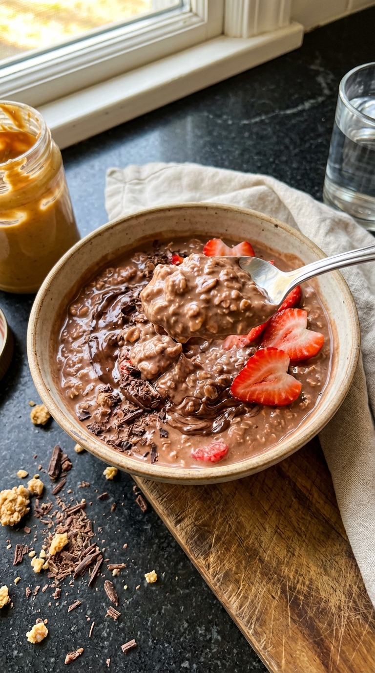 Overnight Chocolate Strawberry Oats