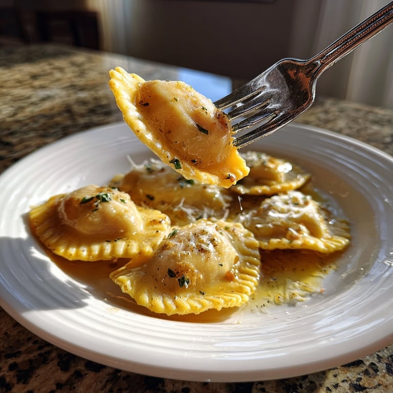 Chestnut and Pear Ravioli with Saged Brown-Butter