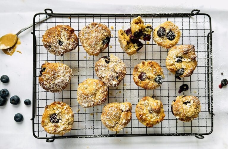 Air-Fryer Peanut Butter & Blueberry Muffins