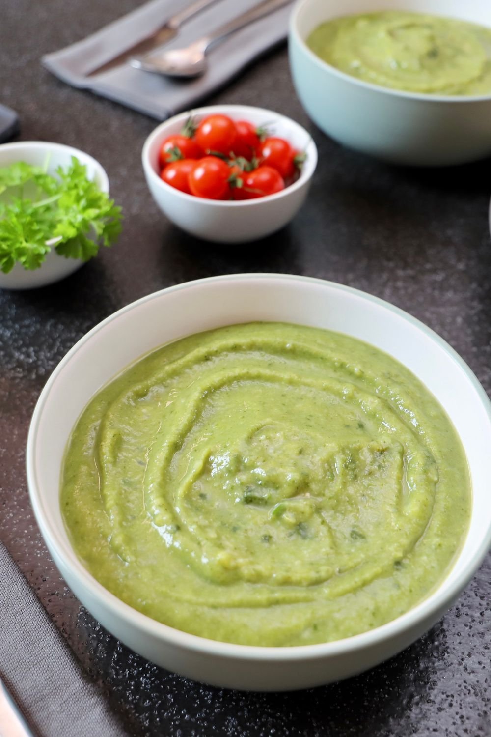 Swamp Gazpacho (The Creepy 15-Minute No-Cook Halloween Soup) 5 Swamp gazpacho in bowls