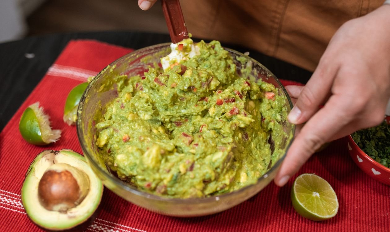 Spiderweb guacamole — chunky avocado dip