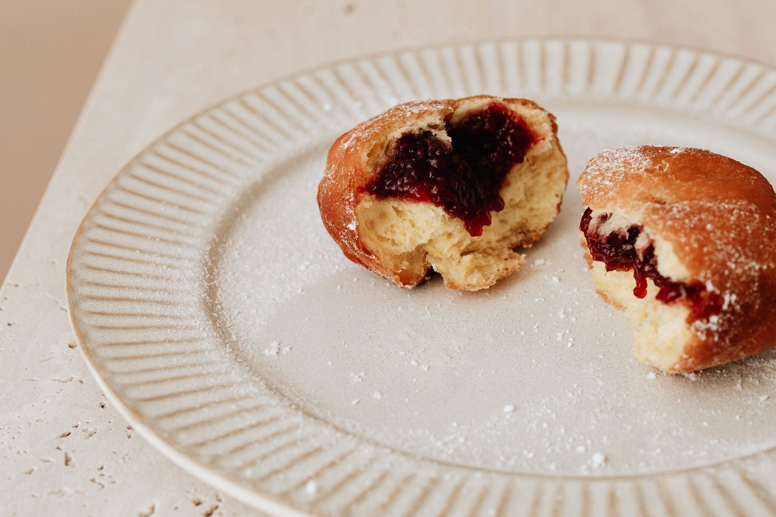 Ingredients for vampire bite donuts arranged on a table