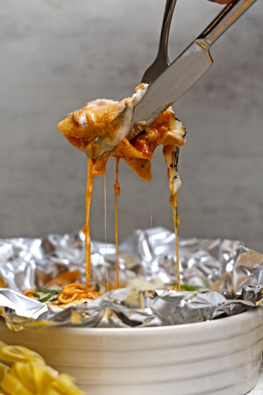 Baked pumpkin ziti with golden bubbly mozzarella