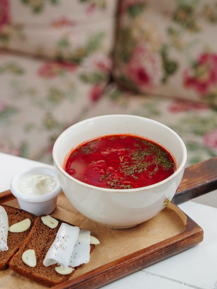 Bloody Spiderweb Beet Soup (The Spooky 35-Minute Halloween Soup) 3 Bloody spiderweb beet soup in a bowl
