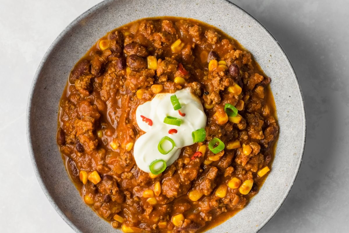 Slow Cooker Beef Chili (The Hearty Set-It-and-Forget-It Dinner) 3 Beef chili ingredients in the slow cooker