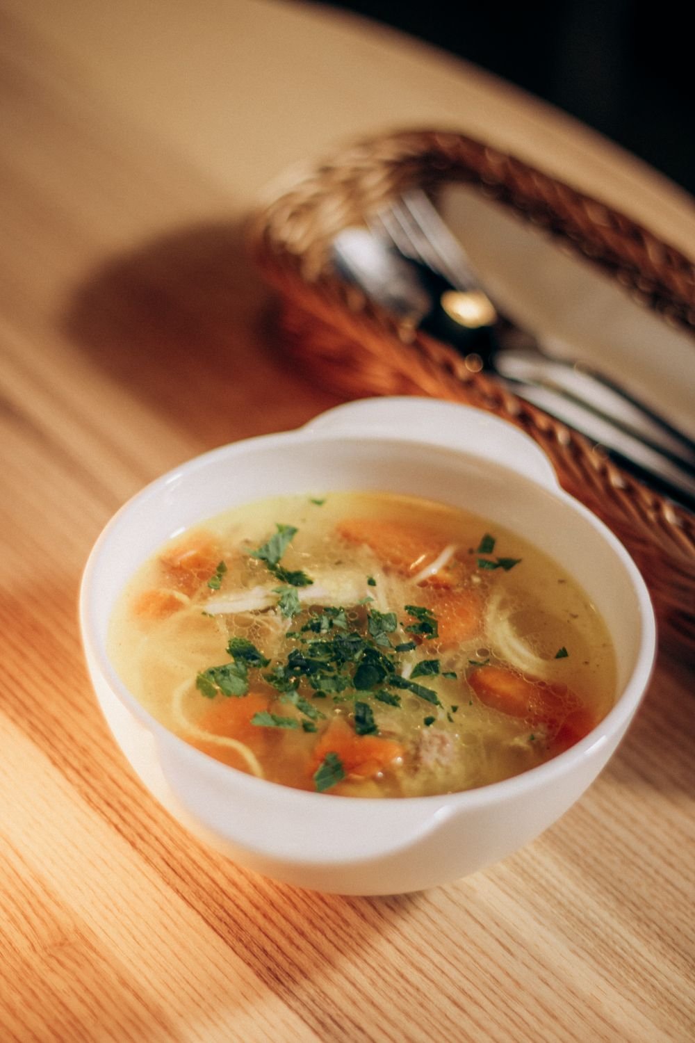 Greek lemon chicken orzo soup with herbs
